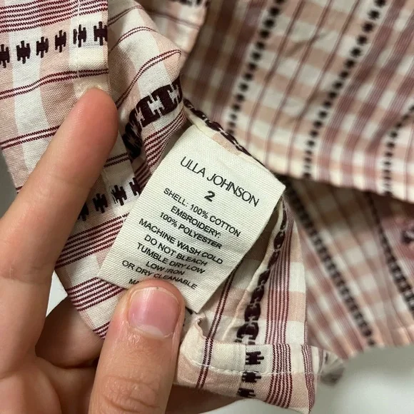 Ulla Johnson Plaid Blouse with Floral Accents - Picture 3 of 4